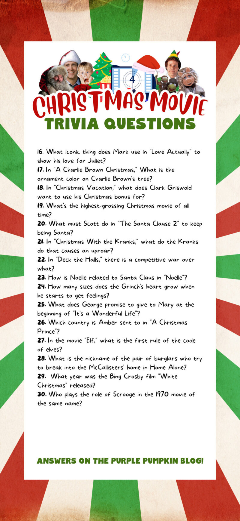 Fun Free Christmas Movie Trivia Printable! (Xmas Quiz) Fun Free Christmas Movie Trivia Printable! (Xmas Quiz)