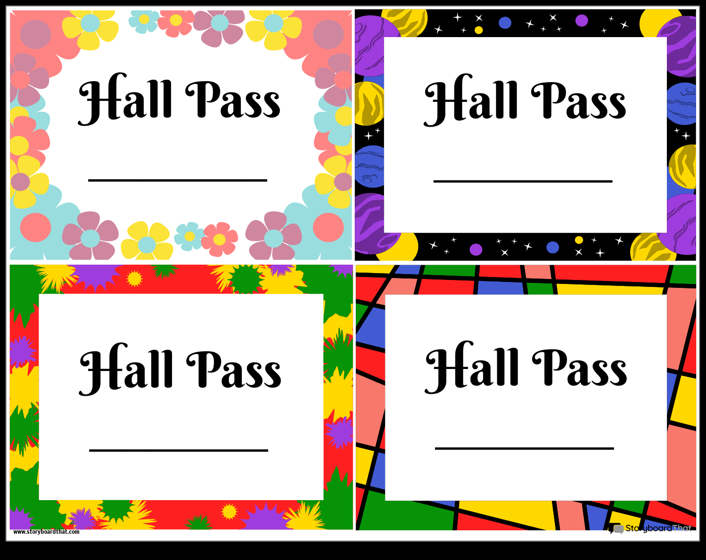 Fun Hall Passes Template Storyboard von templates