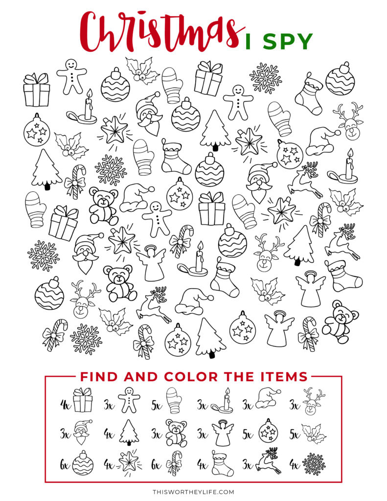 Fun I-Spy Christmas Free Printable Coloring Page for All Ages Fun I-Spy Christmas Free Printable Coloring Page for All Ages
