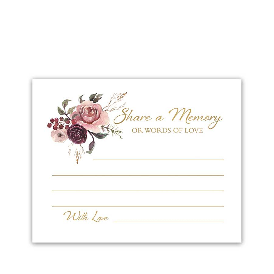 Funeral Favorite Memory Card Printable Template Blush Floral