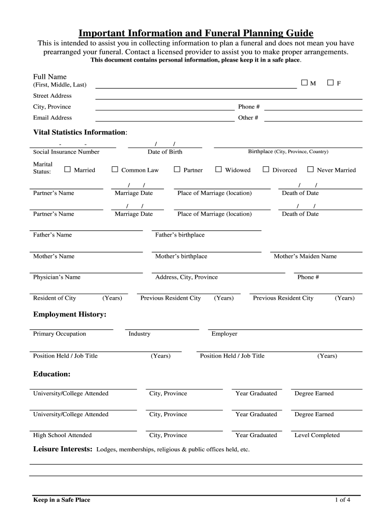 Funeral planning worksheet pdf: Fill out & sign online  DocHub