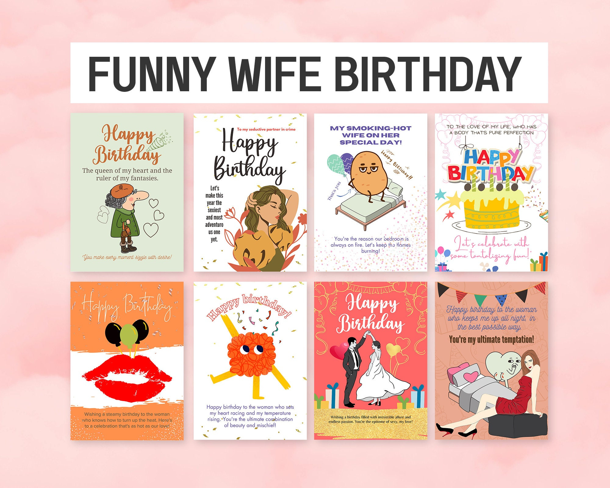 Funny Birthday Card for Wife:  Editable Designs (digital