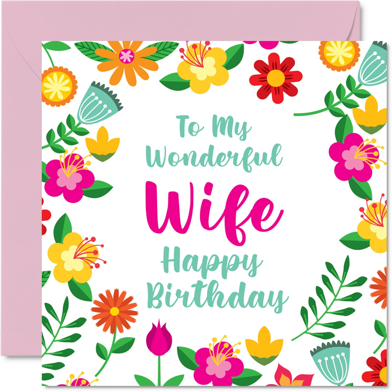 Funny Birthday Cards For Wife - Wonderful Female - Cute Birthday Card For  Wife From Husband Wife Birthday Gift mm Valentines Day Anniversary  Floral