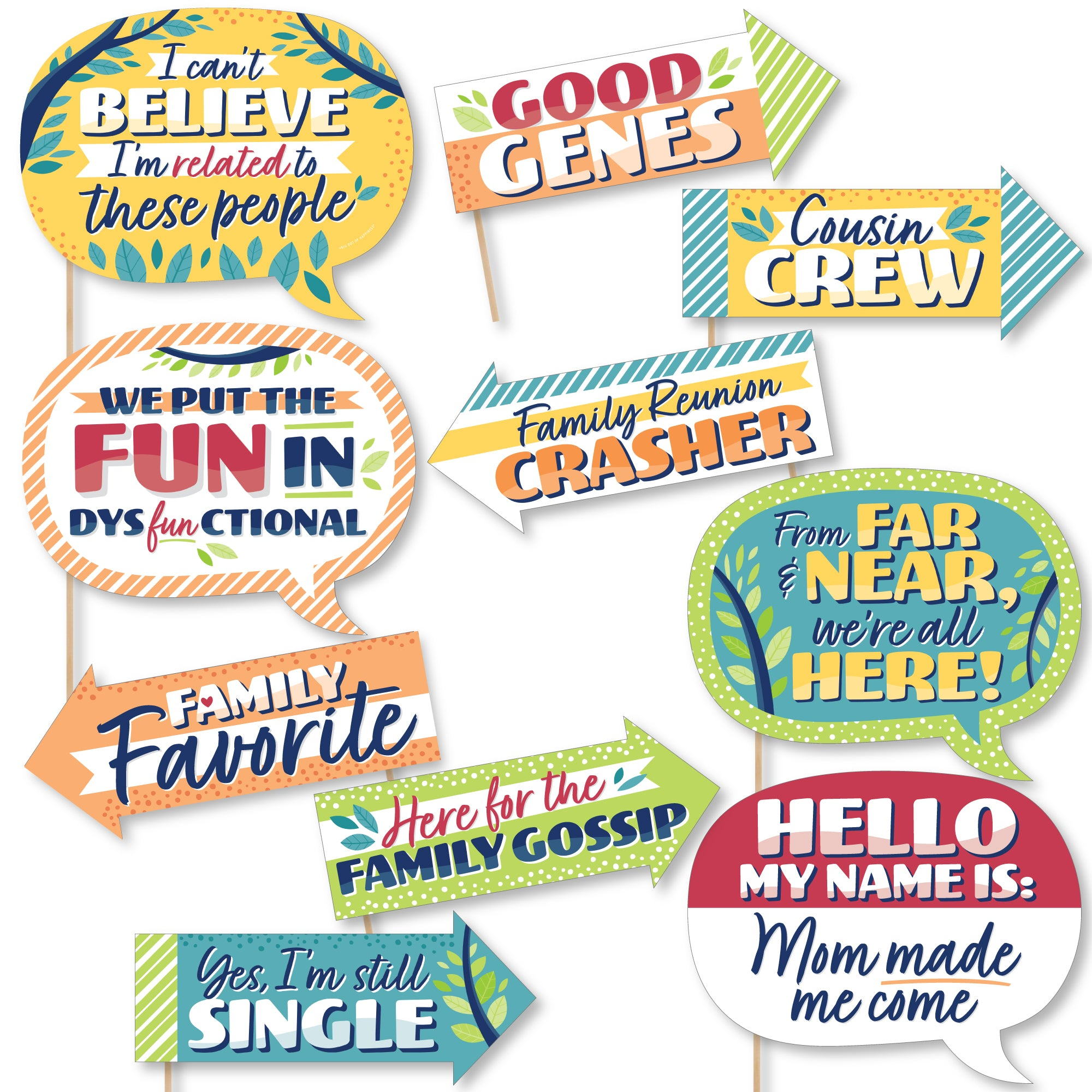 Funny Colorful Family Reunion - Family Gathering Party Photo Booth