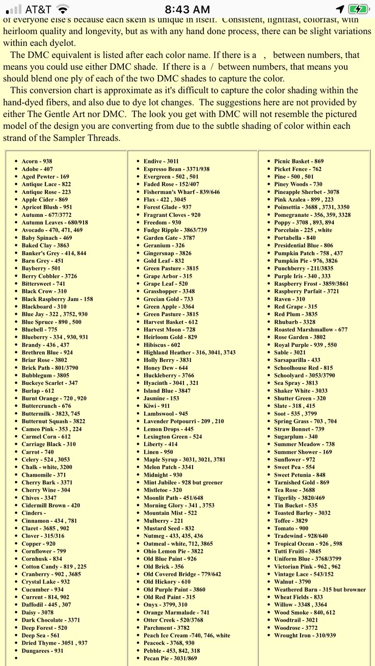 Gentle Arts conversion to DMC