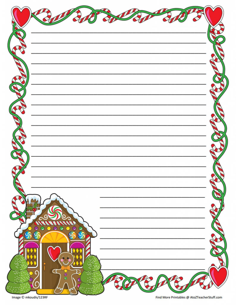 Gingerbread Printable Border Paper With and Without Lines - A to Z