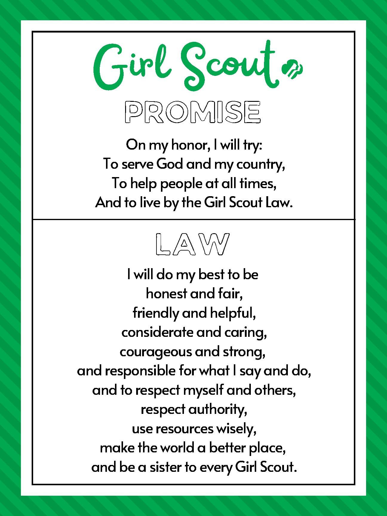 Girl Scout Promise and Law Poster Girl Scout Promise and Law Poster