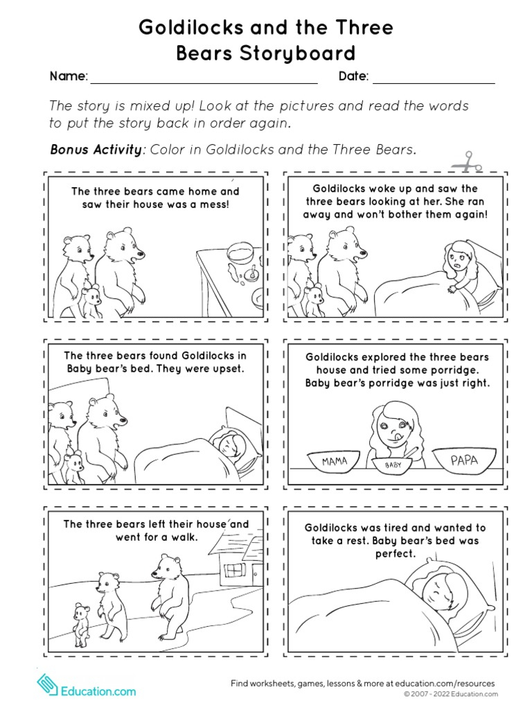 Goldilocks and The Three Bears Storyboard  PDF