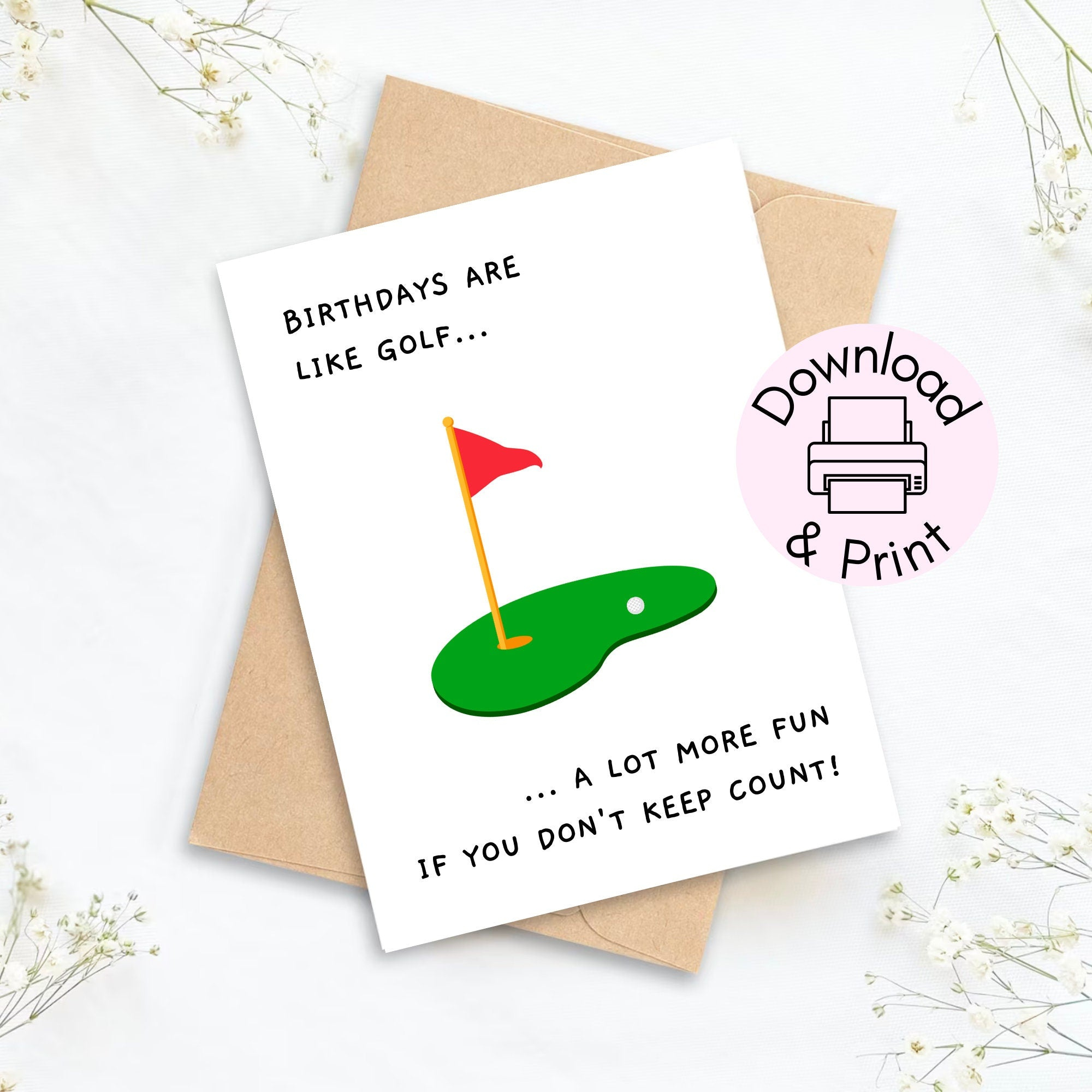 Golf Birthday Printable Card  Happy Birthday Card  Birthday Card