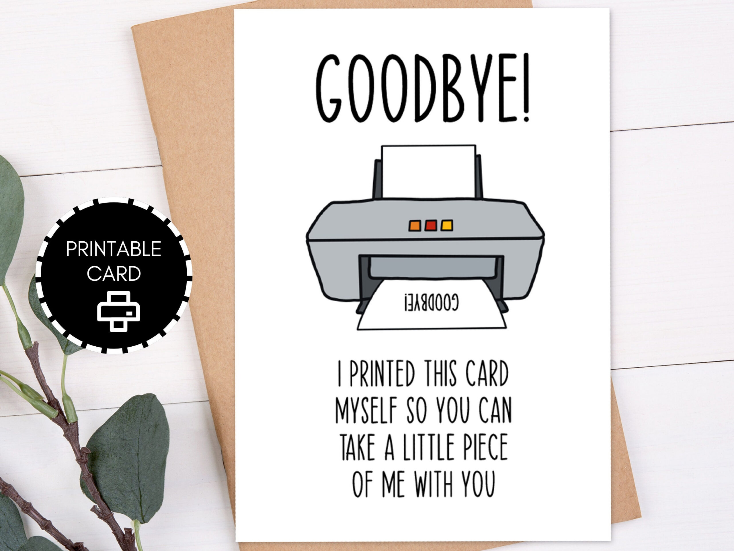 Goodbye Card Printable, Funny Goodbye Farewell Gift, x Card With