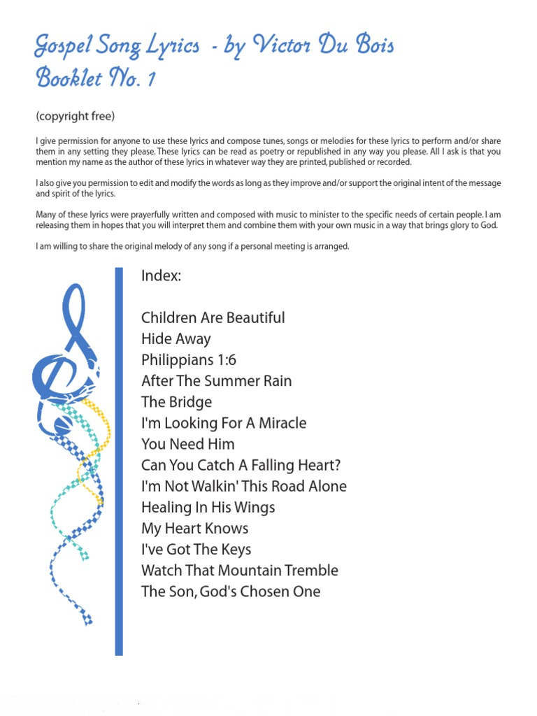 Gospel Song Lyrics (Booklet )  PDF  Language Arts & Discipline