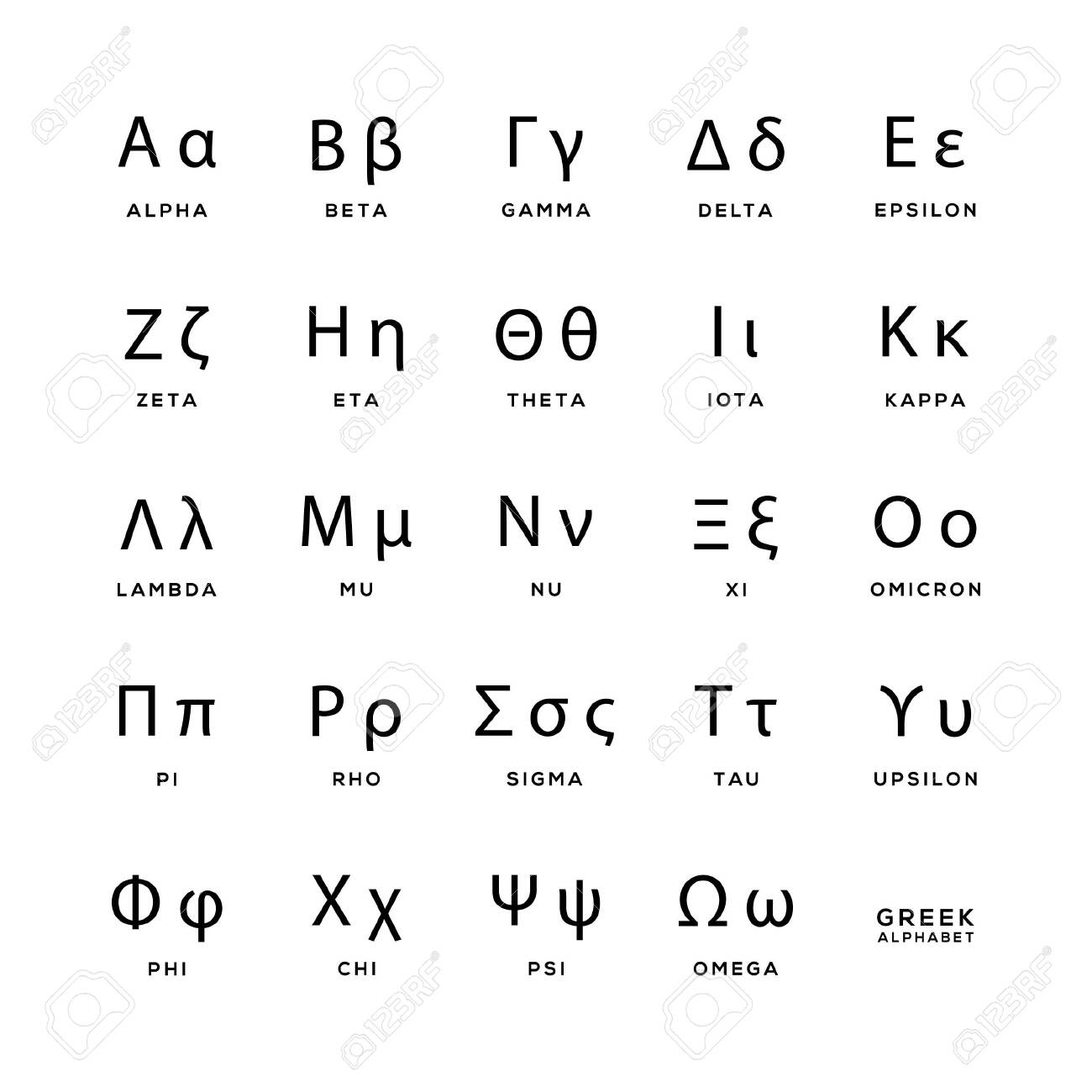 Greek Alphabet Set Vector Icon Logo Template Royalty Free SVG
