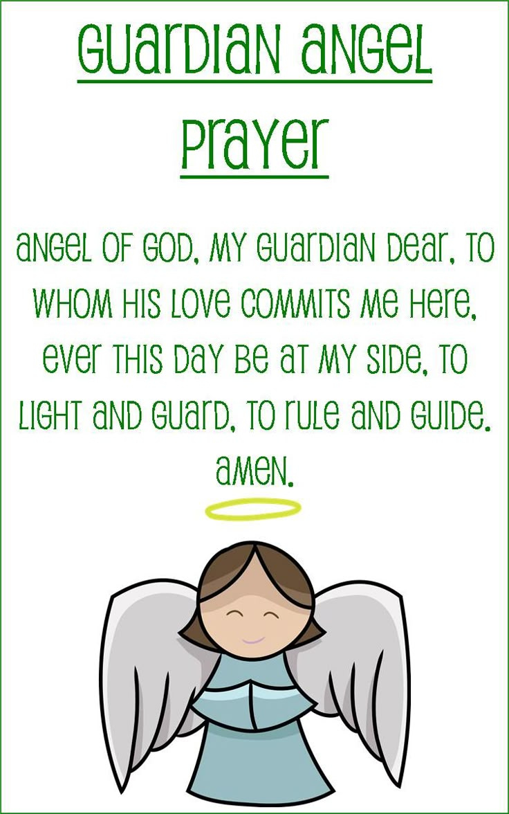Guardian Angel prayer card for kids (half sheet size)