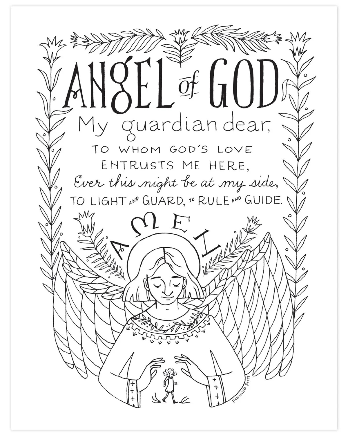 Guardian Angel Prayer - PDF Coloring Sheet — Petronille Press