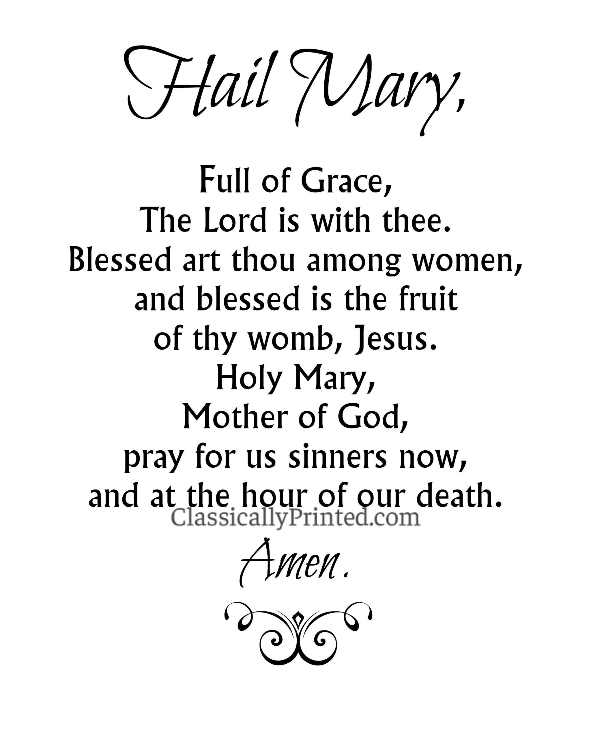 Hail Mary Prayer Print: Catholic Home Decor, First Communion Gift Hail Mary Prayer Print: Catholic Home Decor, First Communion Gift