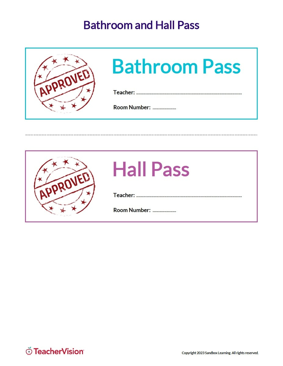 Hall Passes for Students - TeacherVision Hall Passes for Students - TeacherVision