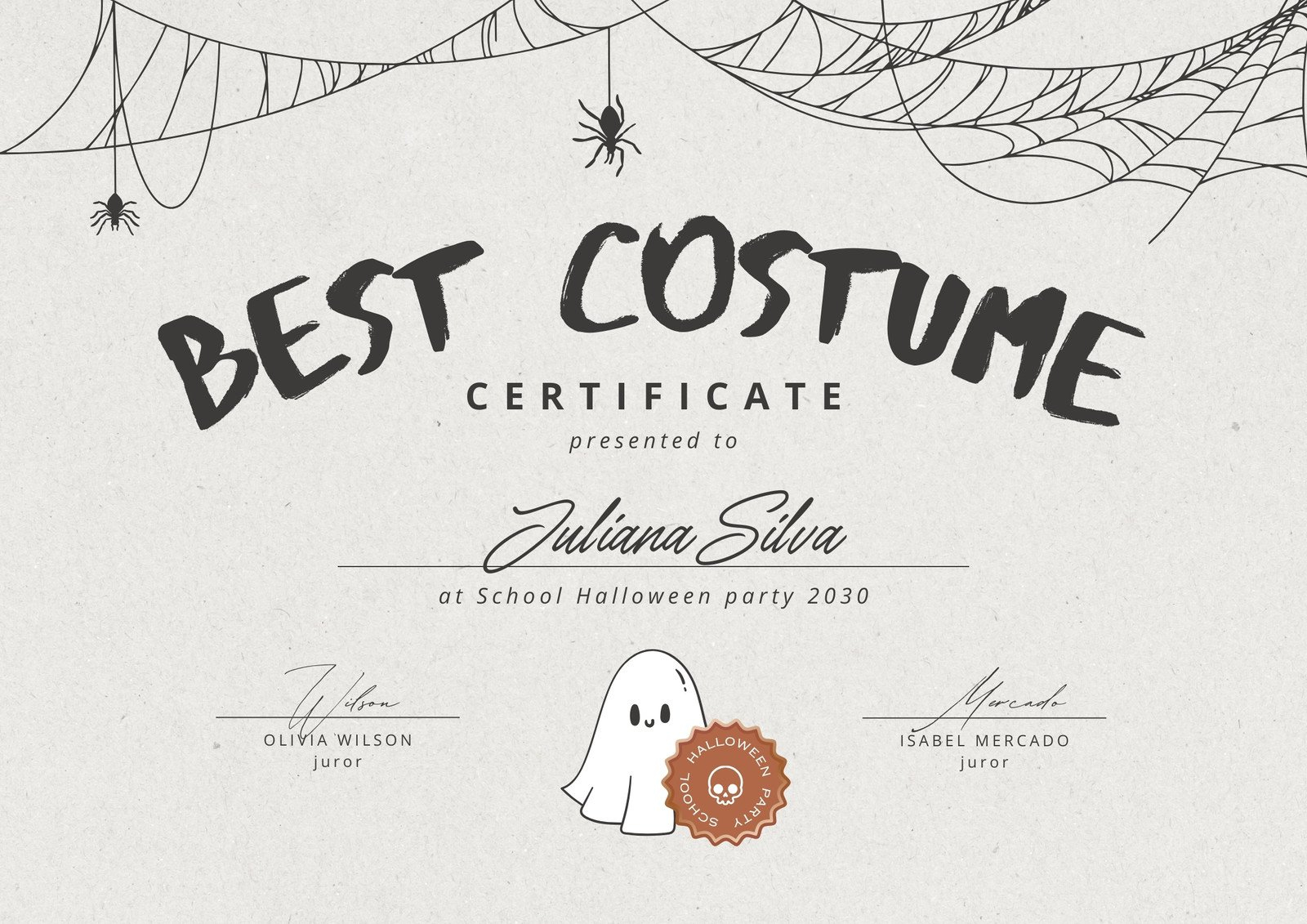 Halloween Costume Ribbons Halloween Costume Award Certificates
