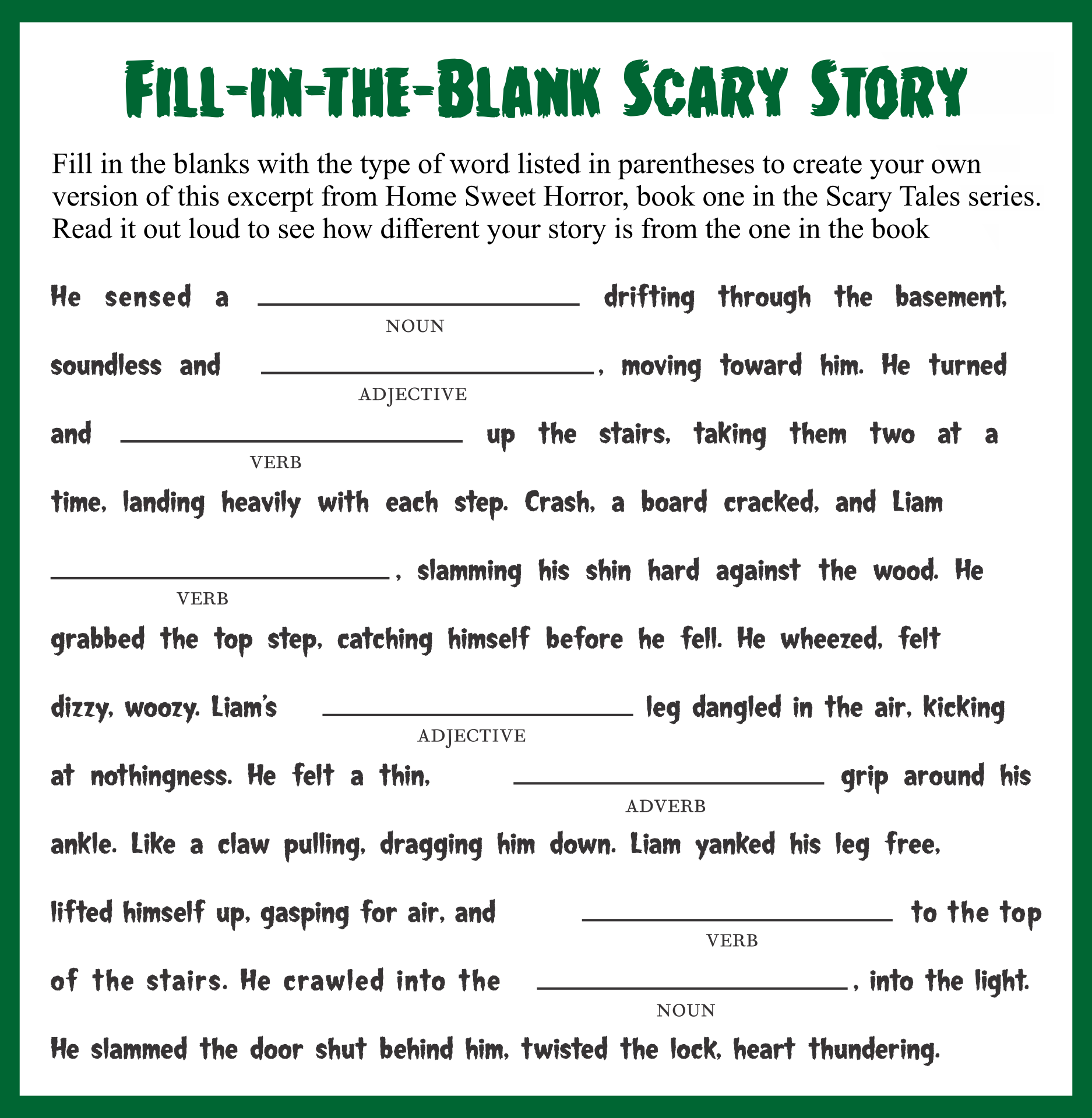 Halloween Fill In The Blank Stories -  Free PDF Printables