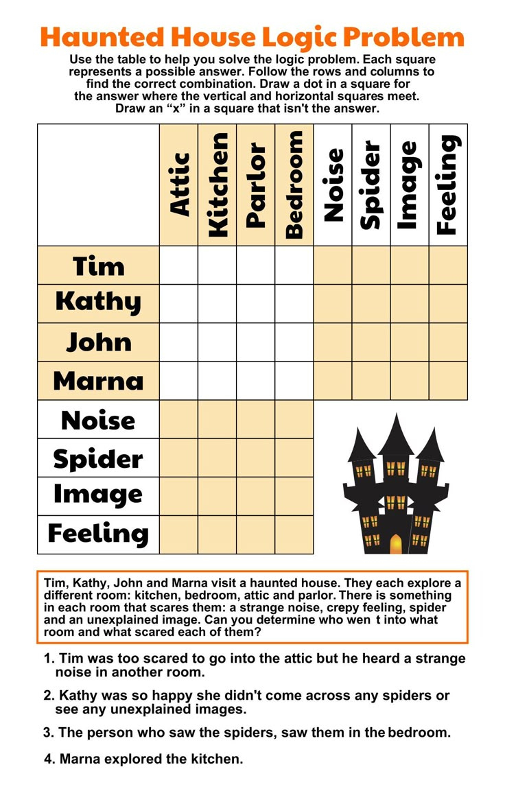 Halloween Logic Puzzles - Free PDF Printables Printablee Halloween Logic Puzzles - Free PDF Printables Printablee