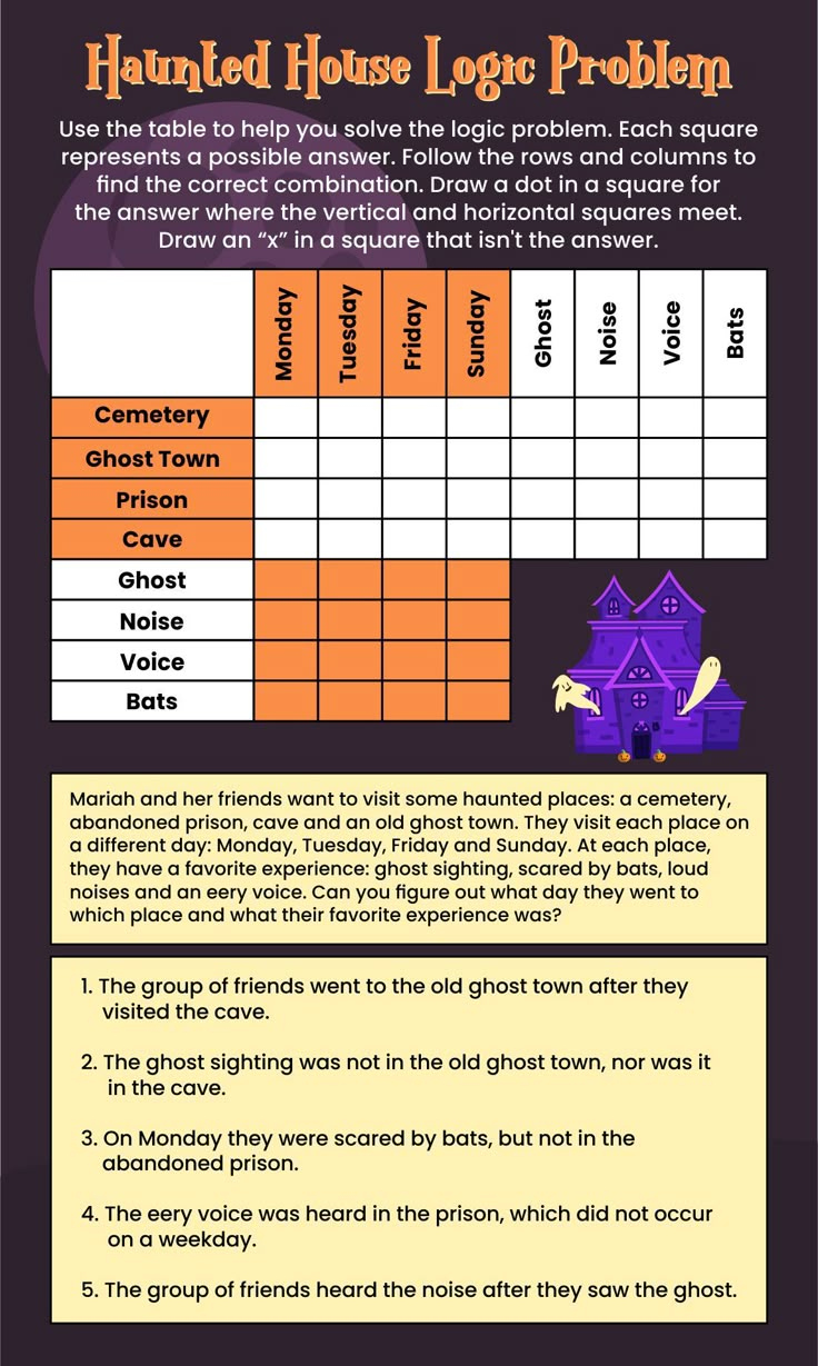 Halloween Logic Puzzles - Free PDF Printables Printablee Halloween Logic Puzzles - Free PDF Printables Printablee