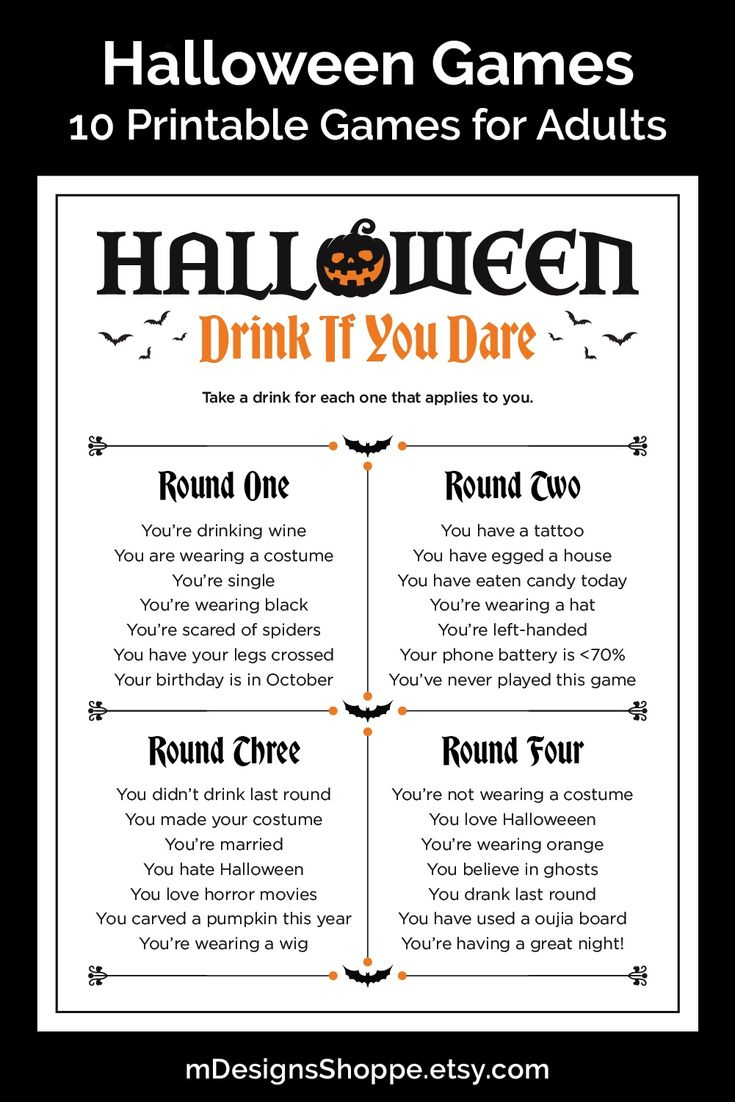 Halloween Party Printable Games for Adults, Fun  Game Bundle for