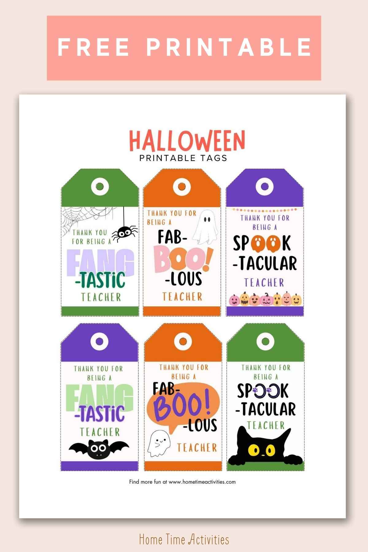 Halloween Teacher Gift Tags - Free Printable