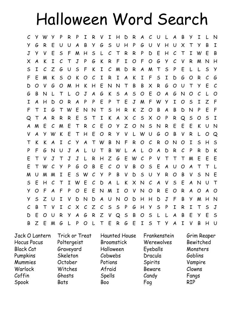 Halloween Word Search - WordMint