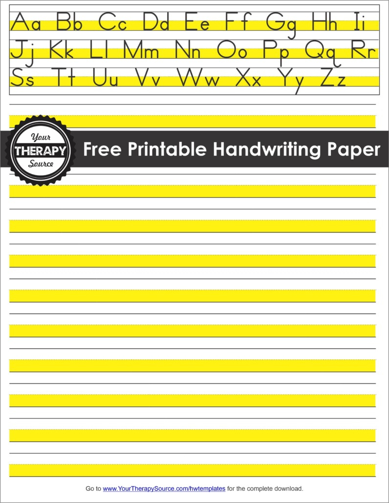 Handwriting Paper Printable - FREE - Your Therapy Source