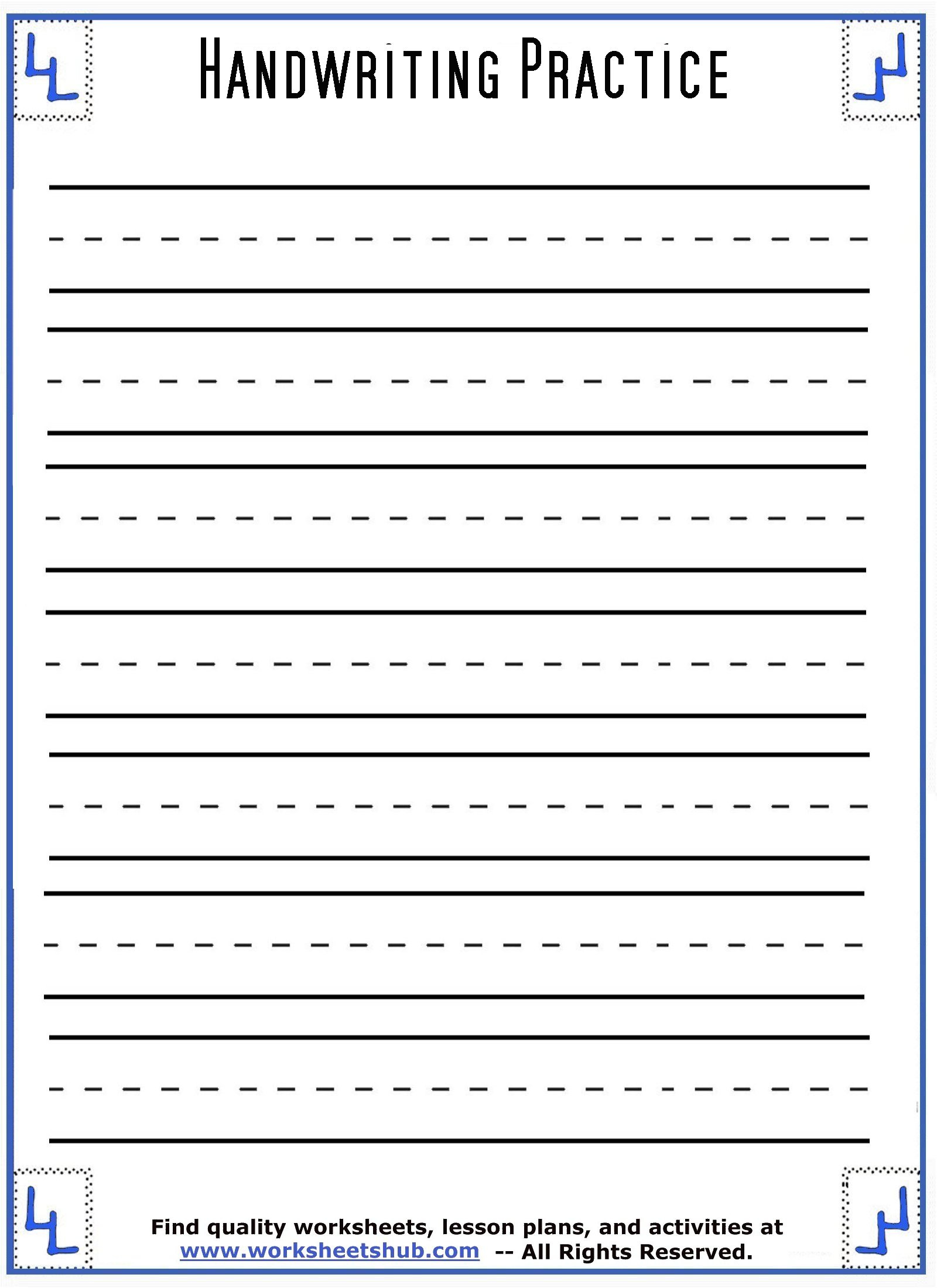 Handwriting Sheets:Printable -Lined Paper - Worksheets Library