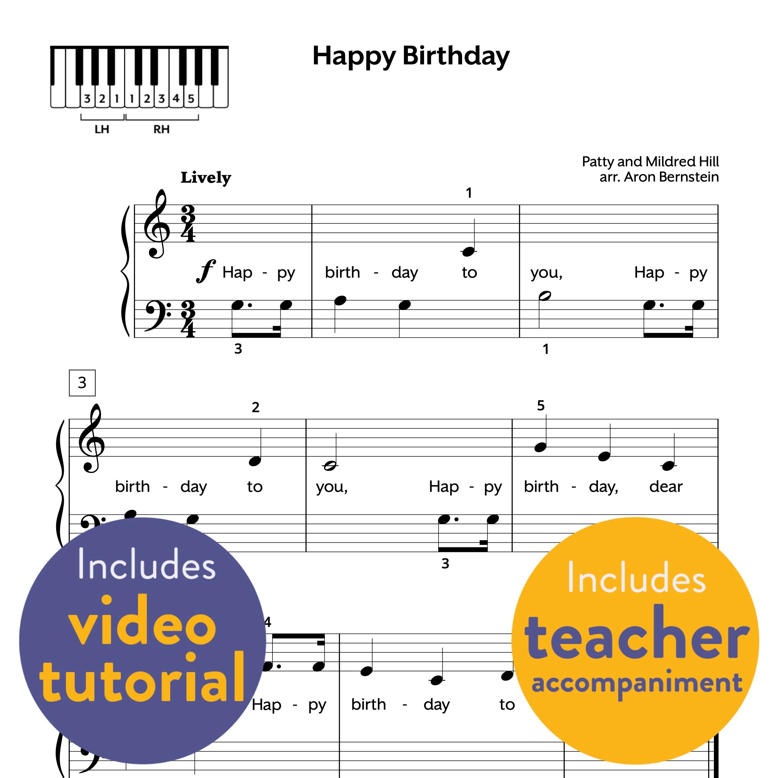 Happy Birthday Piano Sheet Music  Super Easy Level, Free PDF
