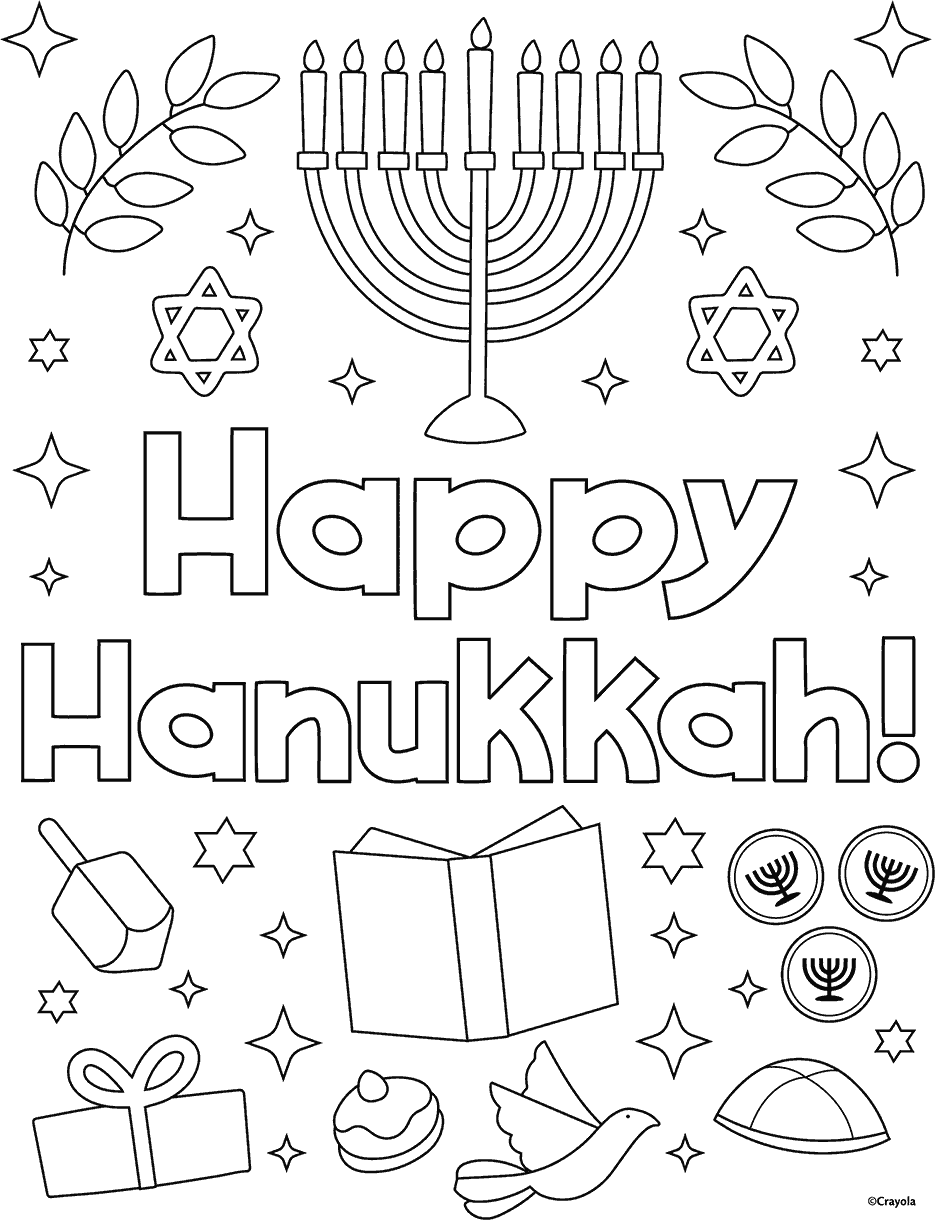 Happy Hanukkah Coloring Page