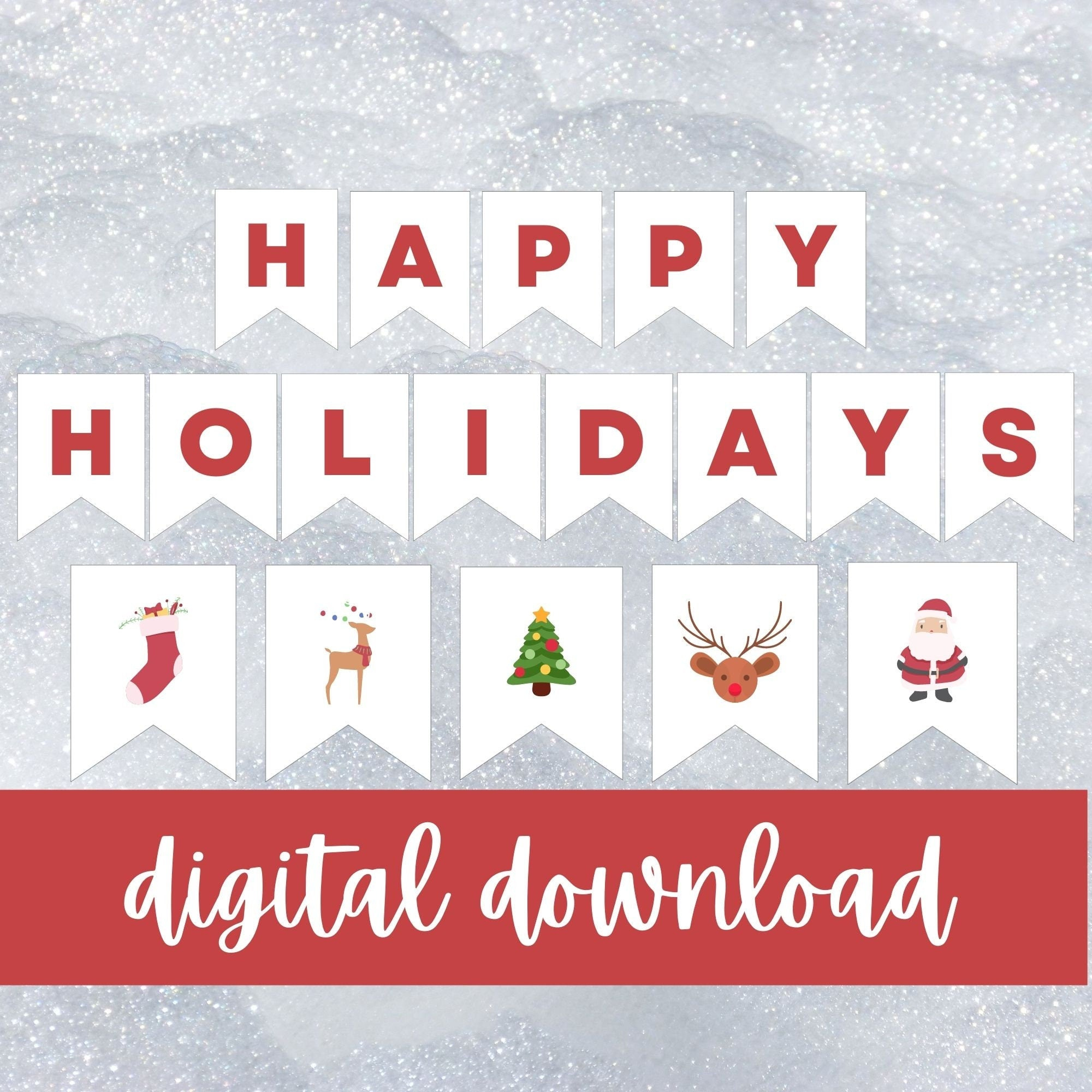 Happy Holidays Banner  Christmas Banner Digital Download