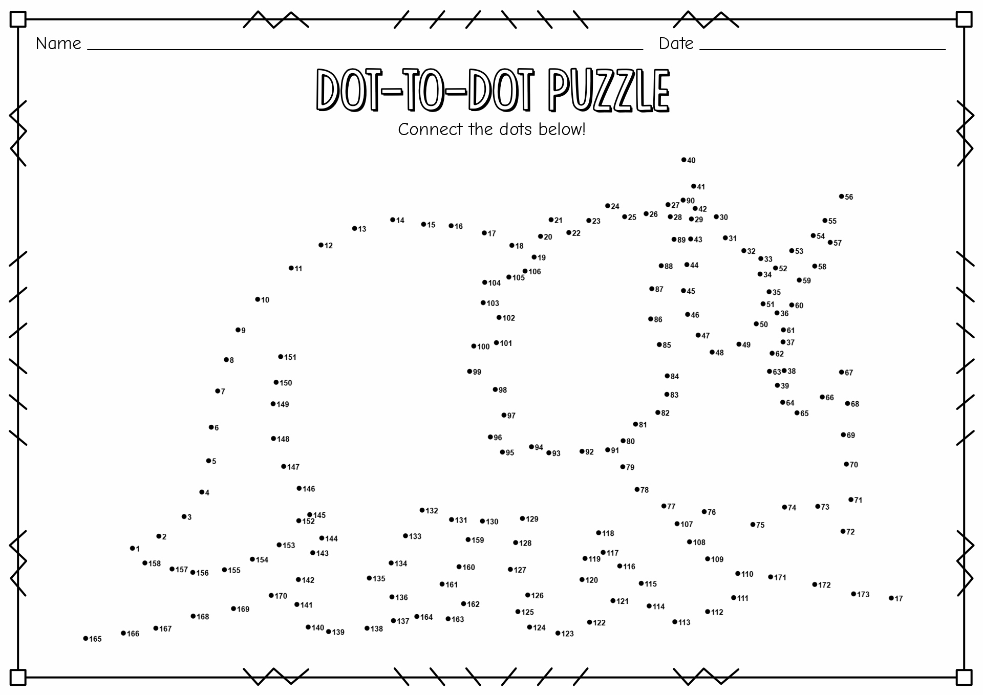 Hard Dot To Dot Worksheets - Free PDF at worksheeto