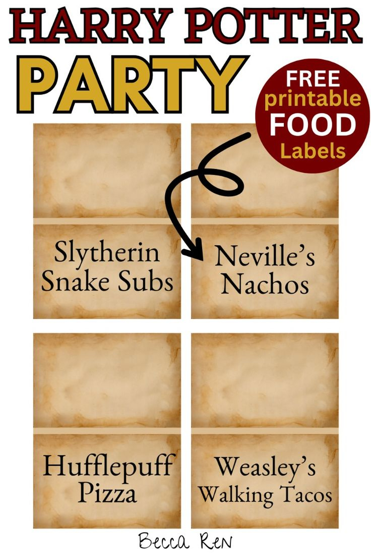 Harry Potter Party Food Labels