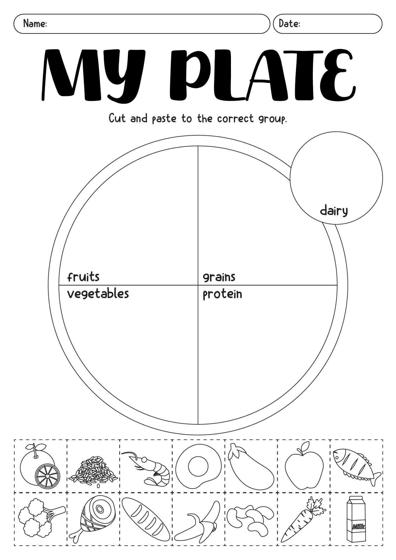 Healthy Eating Plate Printable Worksheet - Free PDF at