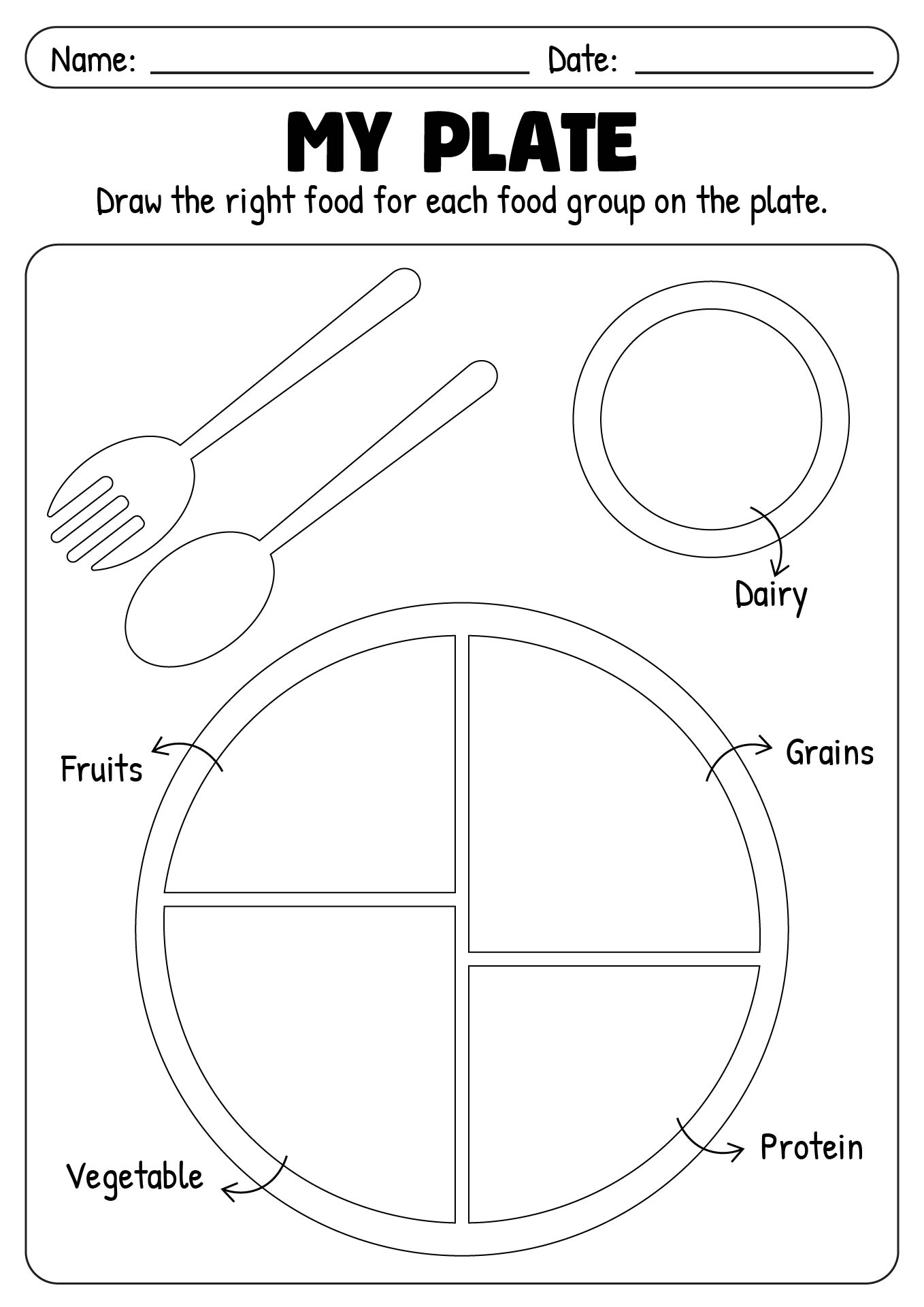 Healthy Eating Plate Printable Worksheet - Free PDF at