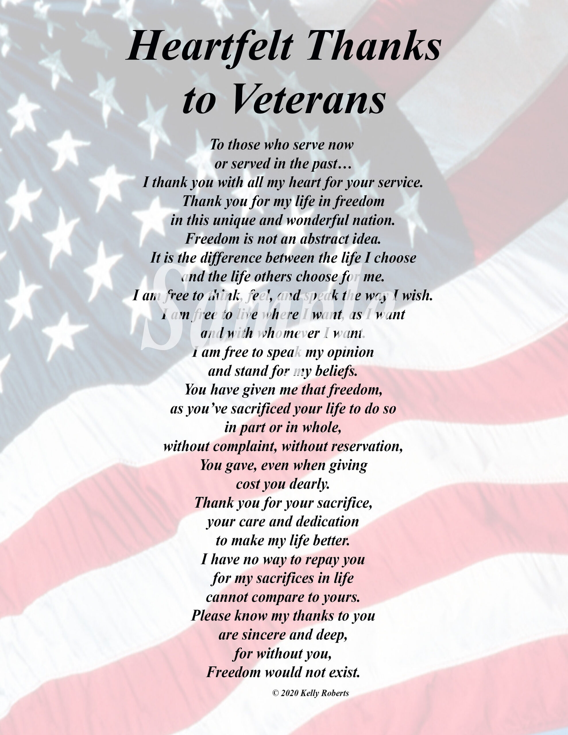 Heartfelt Thanks to Veterans Ready to Print Instant Download