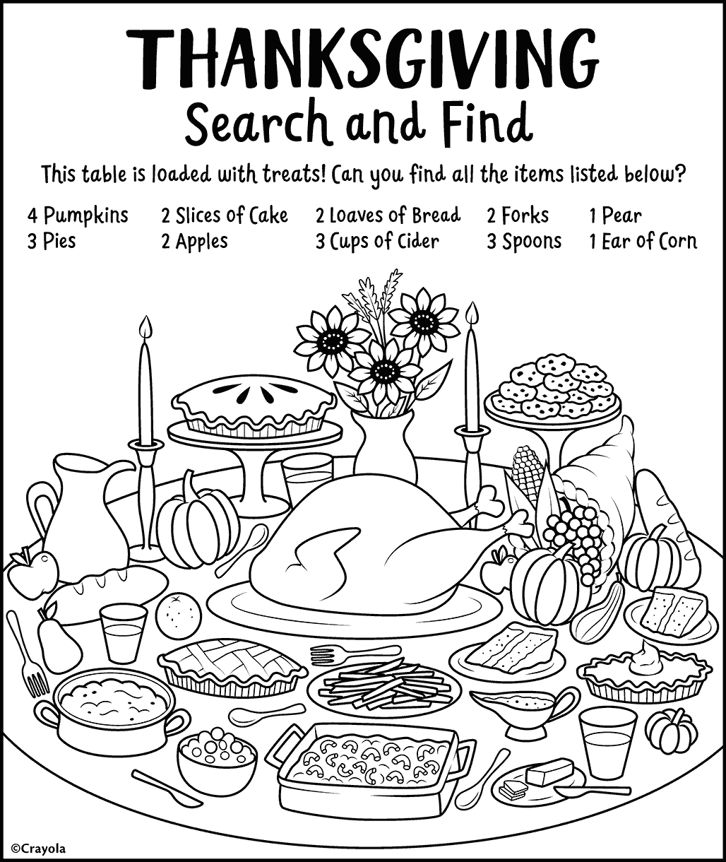 Hidden Object Thanksgiving Coloring Page Hidden Object Thanksgiving Coloring Page