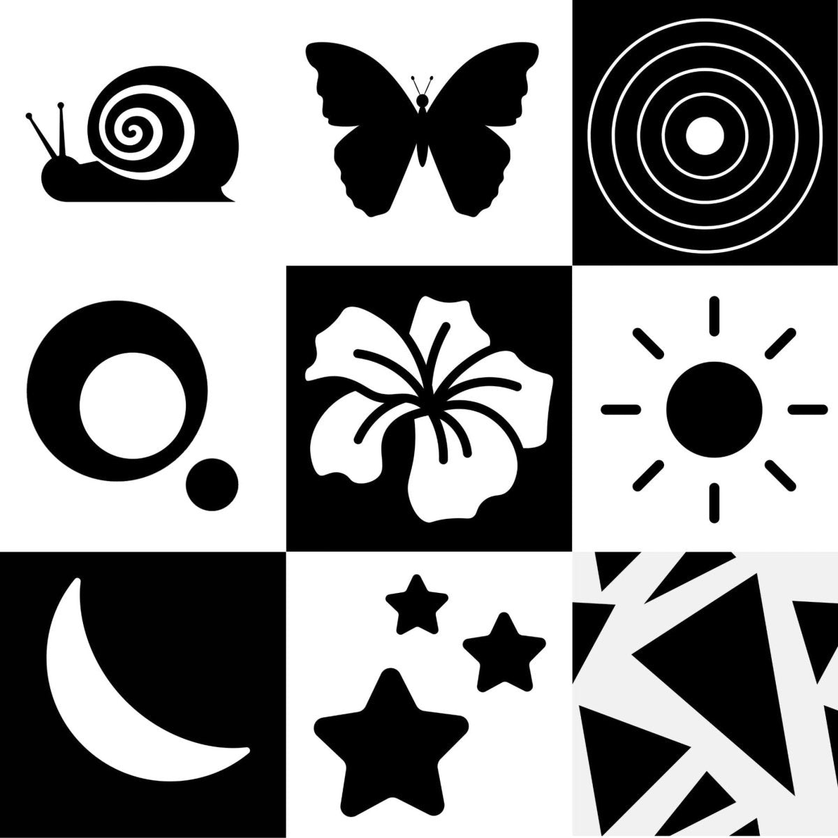 High Contrast Visual Stimulus Cards for Baby - Printable – Bean