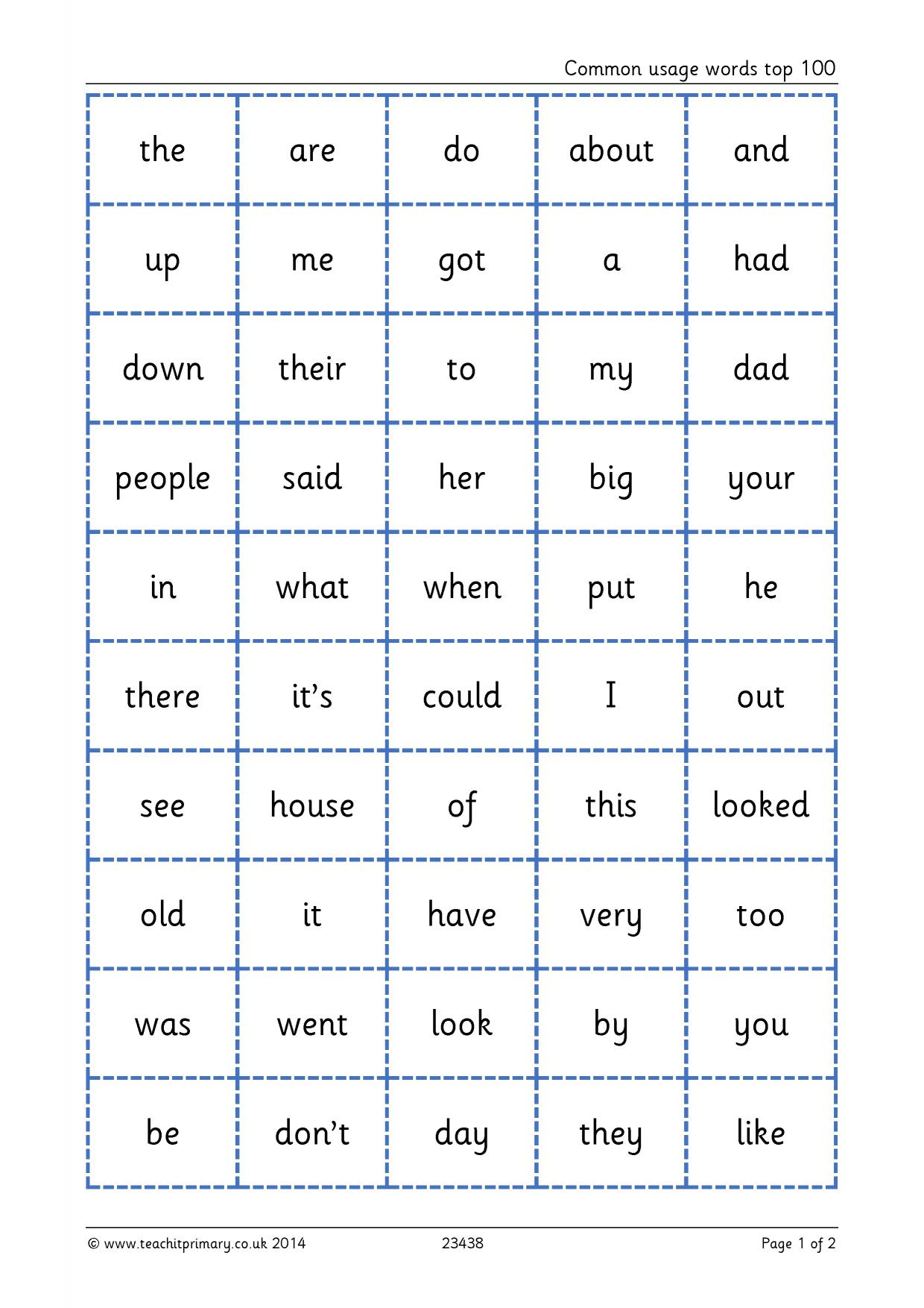 High Frequency Words Flashcards  Free PDF Resource  Teachit
