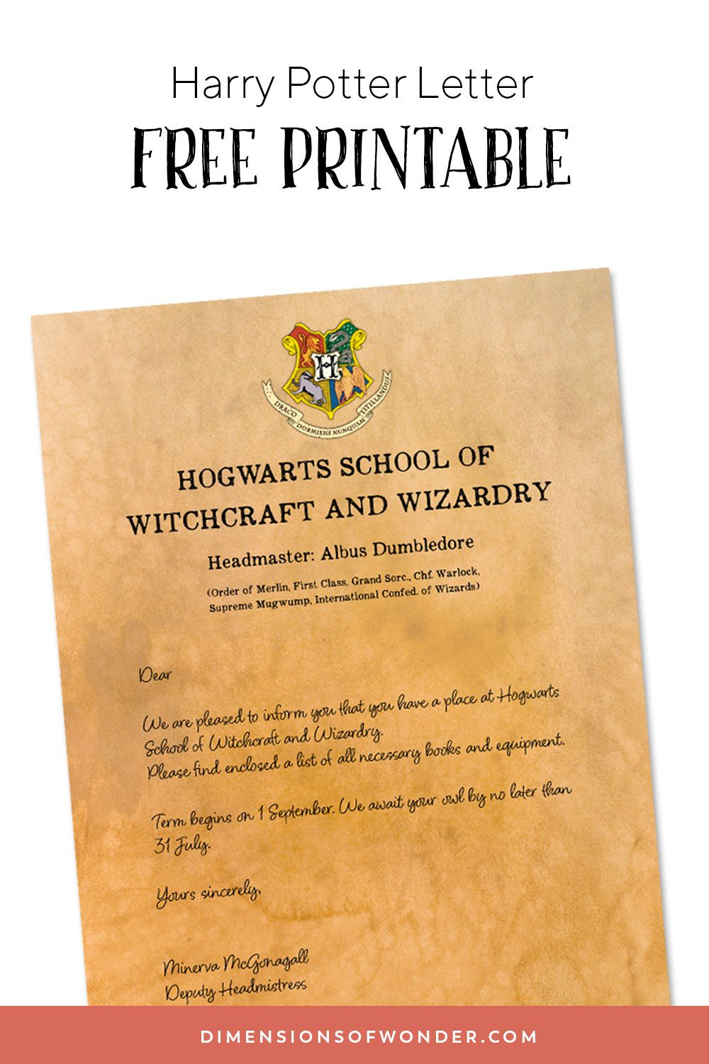 Hogwarts Acceptance Letter Template Free Printable (Front + Back) Hogwarts Acceptance Letter Template Free Printable (Front + Back)