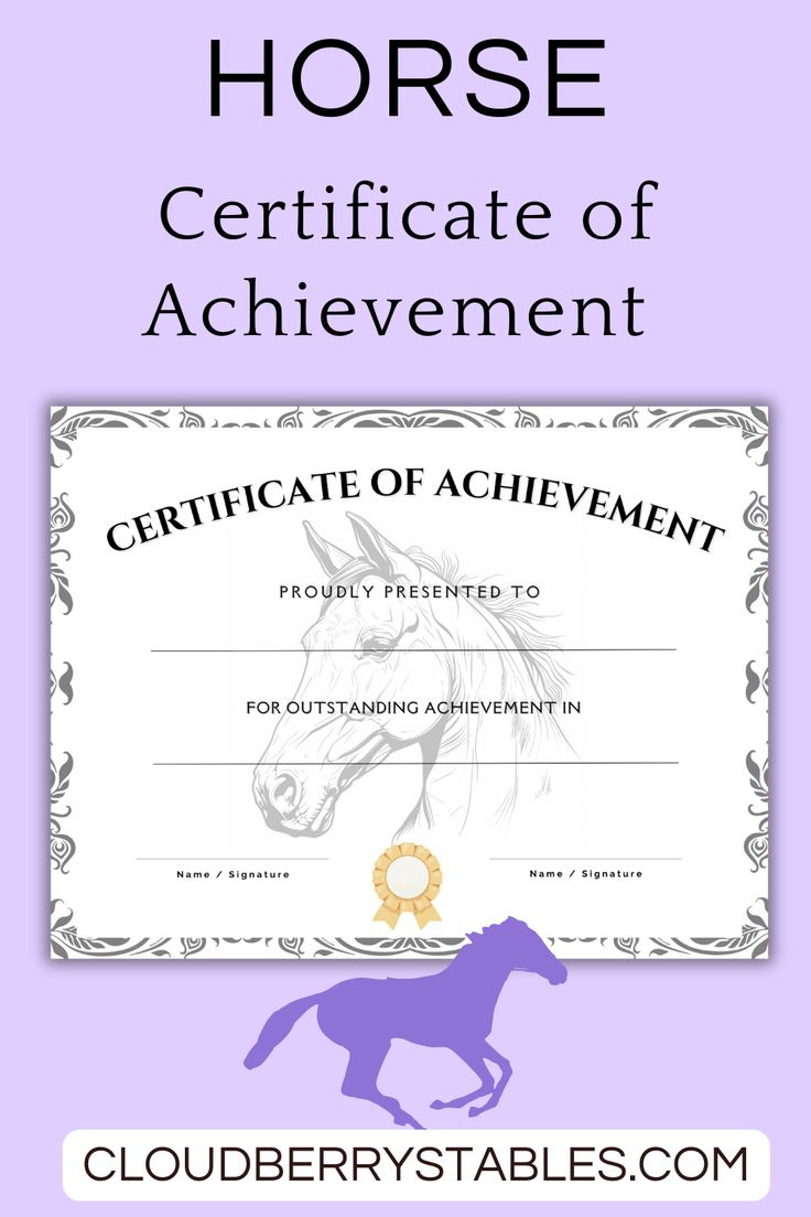 Horse Certificate of Achievement Printable