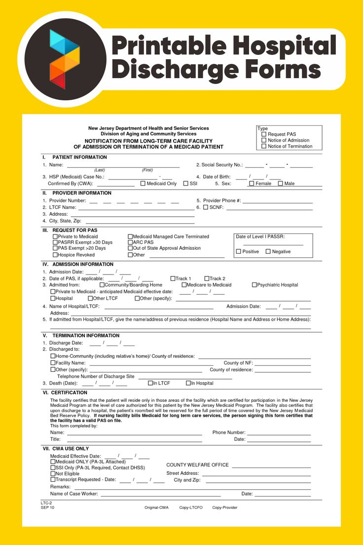 Hospital Discharge Forms -  Free PDF Printables  Printablee