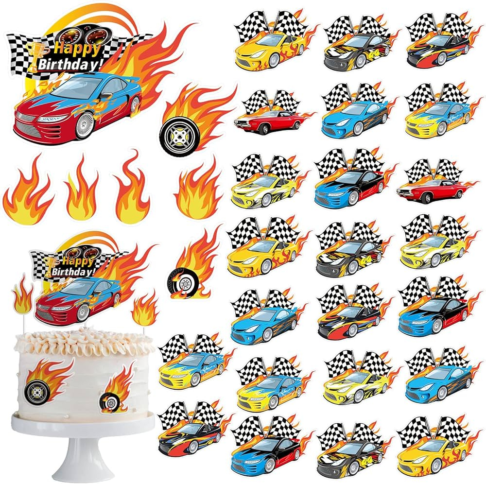 Hot Cars Cake Topper Happy Birthday Cupcake Toppers Birthday Hot Cars Cake Topper Happy Birthday Cupcake Toppers Birthday