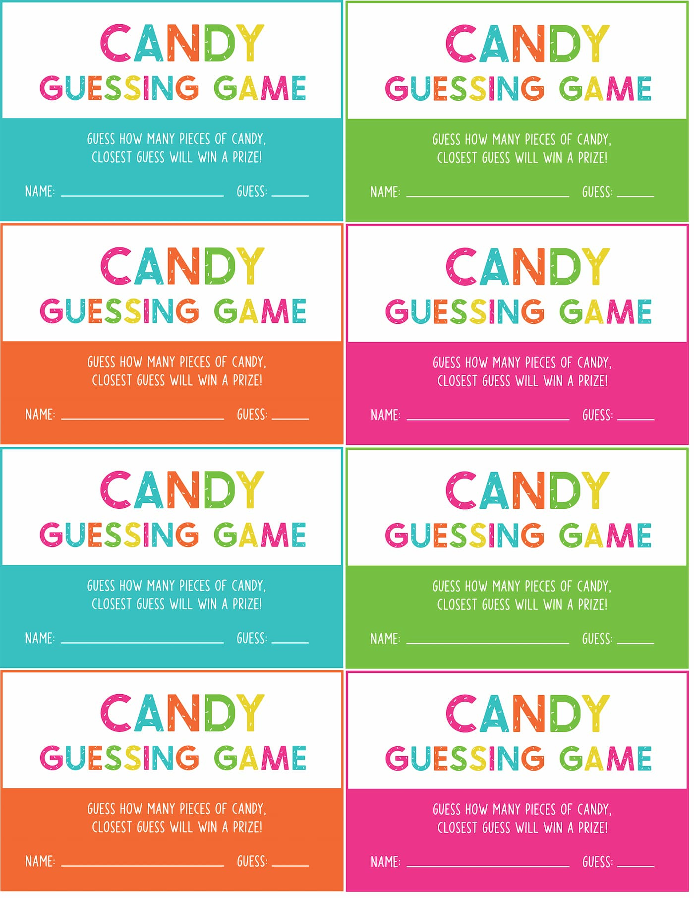 Hot good guessing games Shop Free Printable Candy Guessing Game