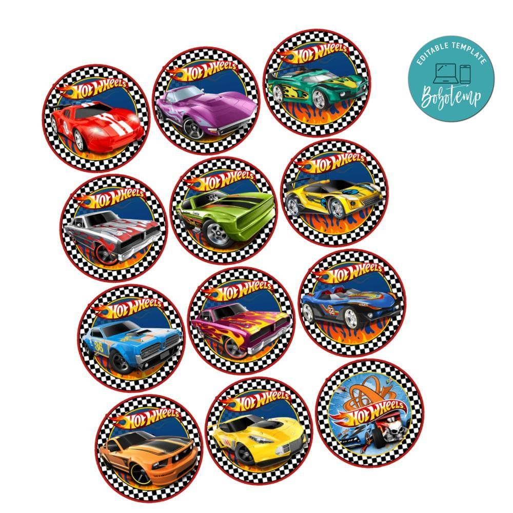 Hot Wheels Cupcake Toppers Template Printable Instant Download Hot Wheels Cupcake Toppers Template Printable Instant Download