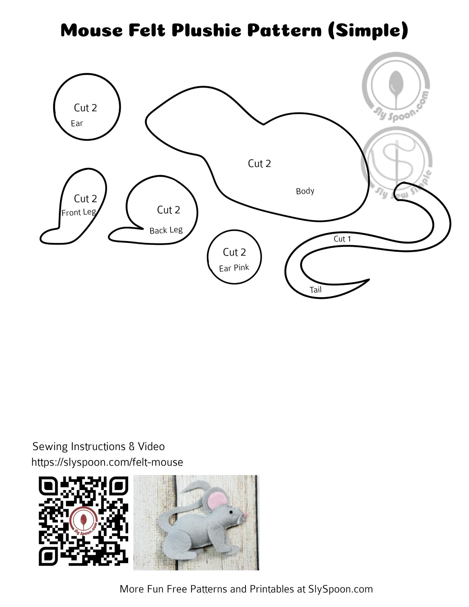 How to Sew an Easy Felt Mouse (or Rat!) Plushie with a Free How to Sew an Easy Felt Mouse (or Rat!) Plushie with a Free
