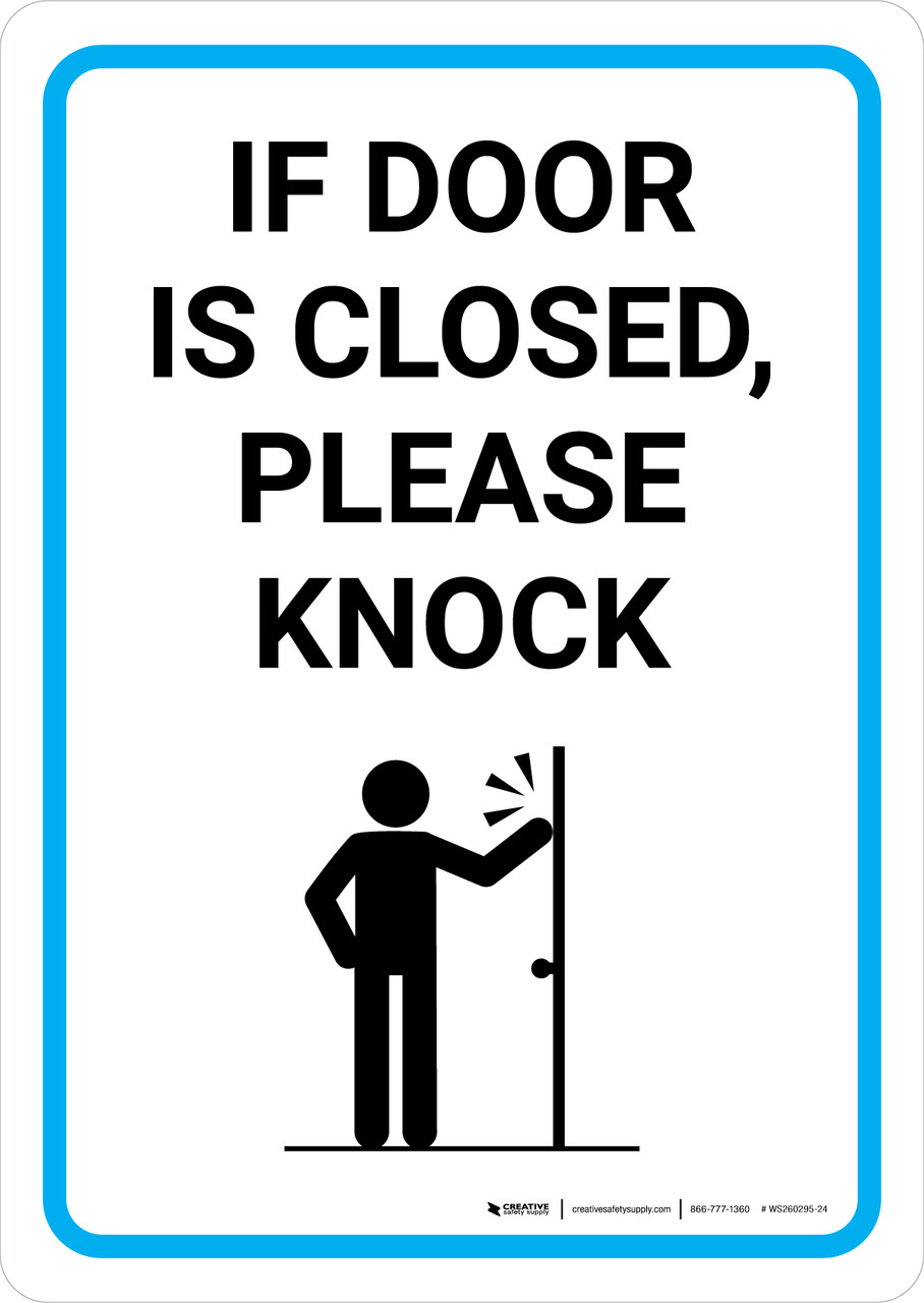 If Door is Closed Please Knock with Icon Portrait - Wall Sign