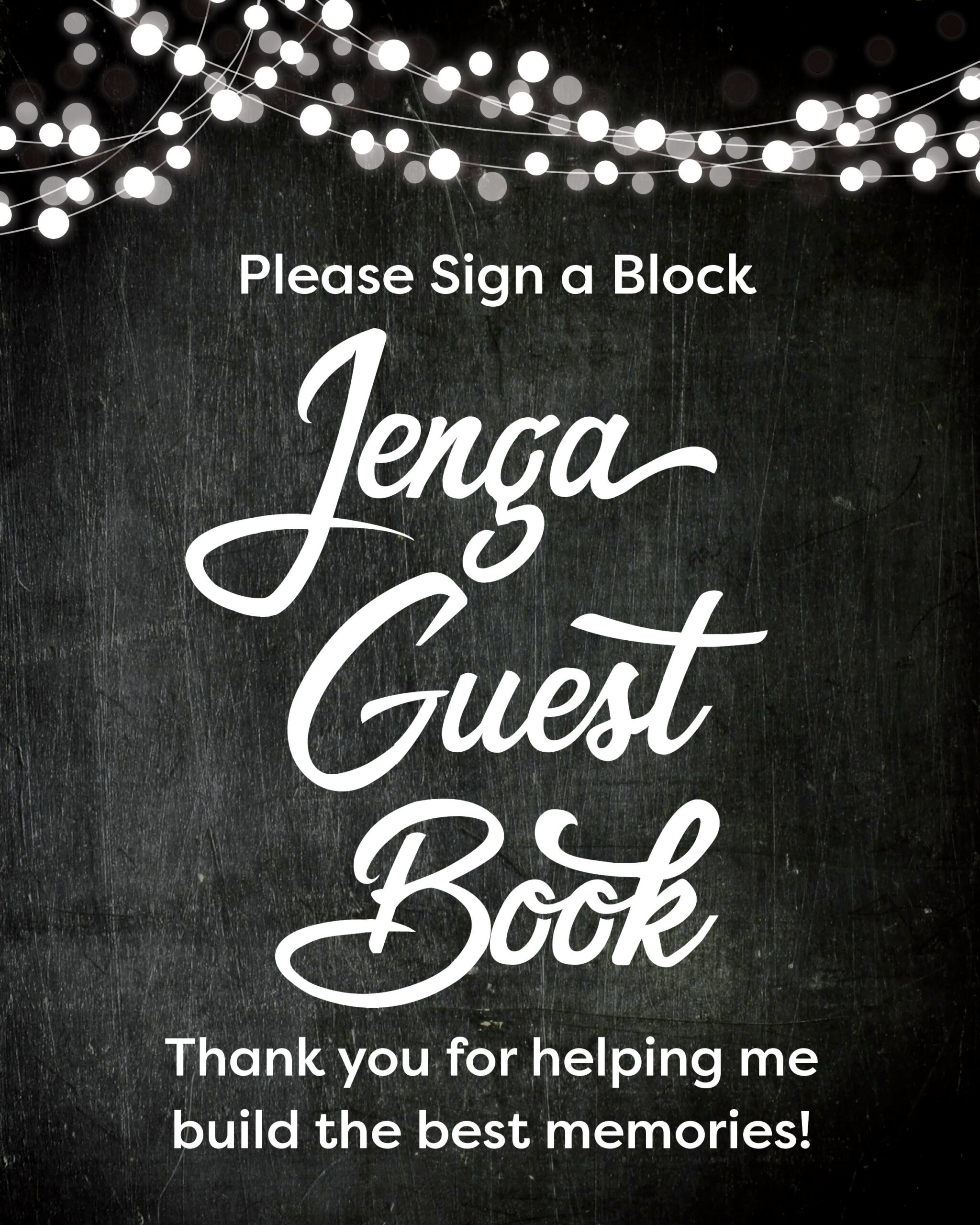 Instant Download Printable Jenga Guest Book Sign a Block Party