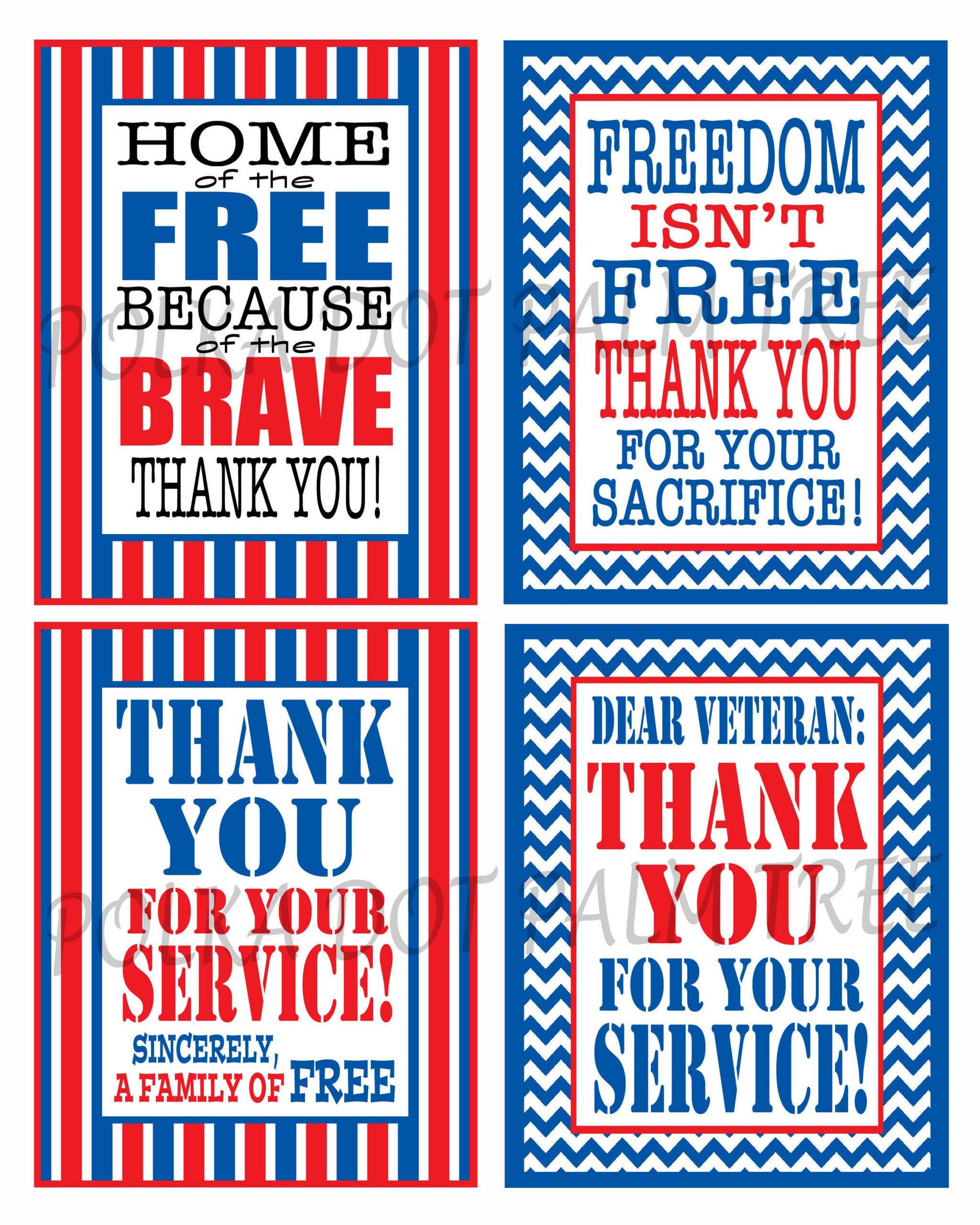 INSTANT DOWNLOAD Printable Veteran Military Patriotic Thank You